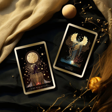 AI-Designed Tarot Deck: 78 Black & Gold Tarot Cards with Guidebook