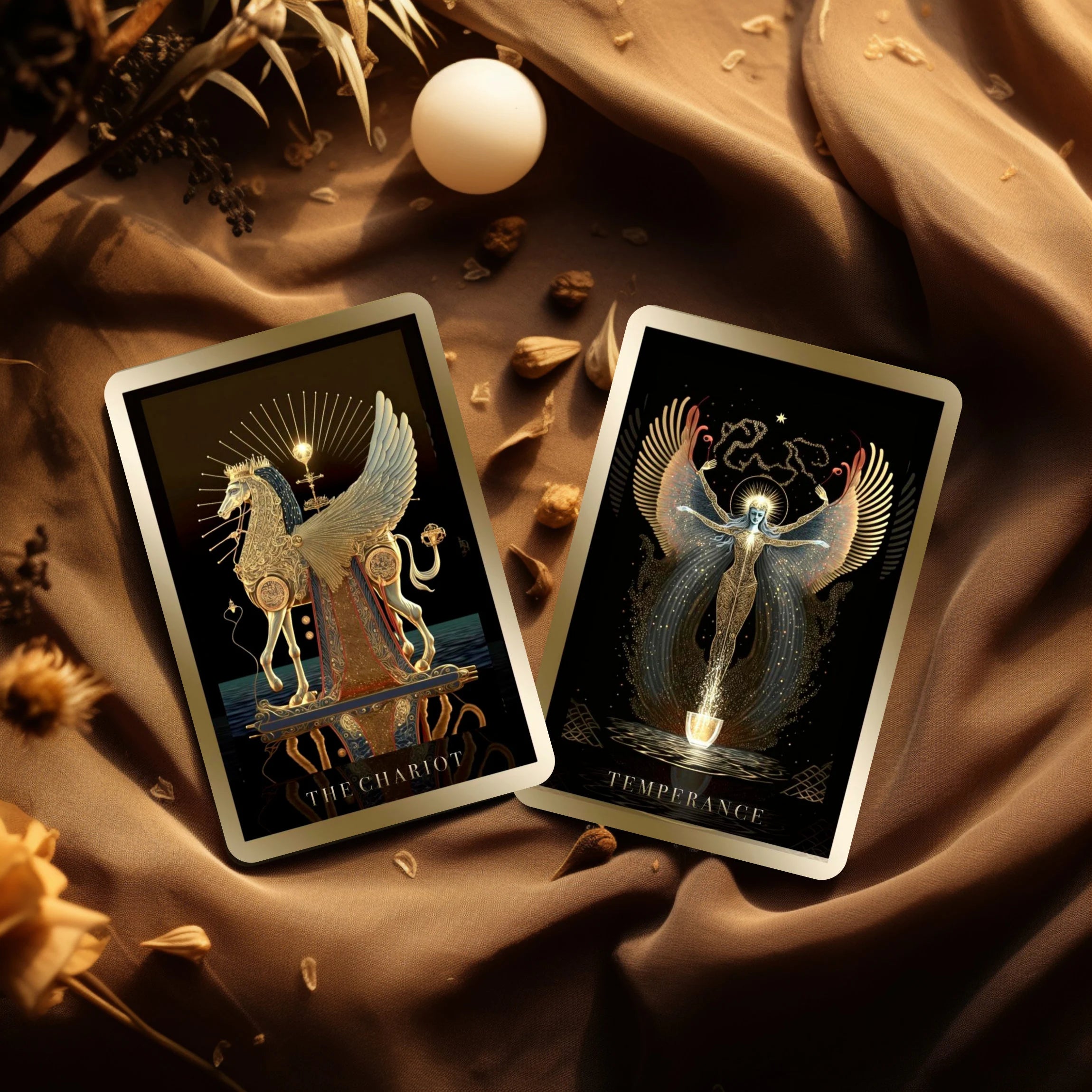 AI-Designed Tarot Deck: 78 Black & Gold Tarot Cards with Guidebook