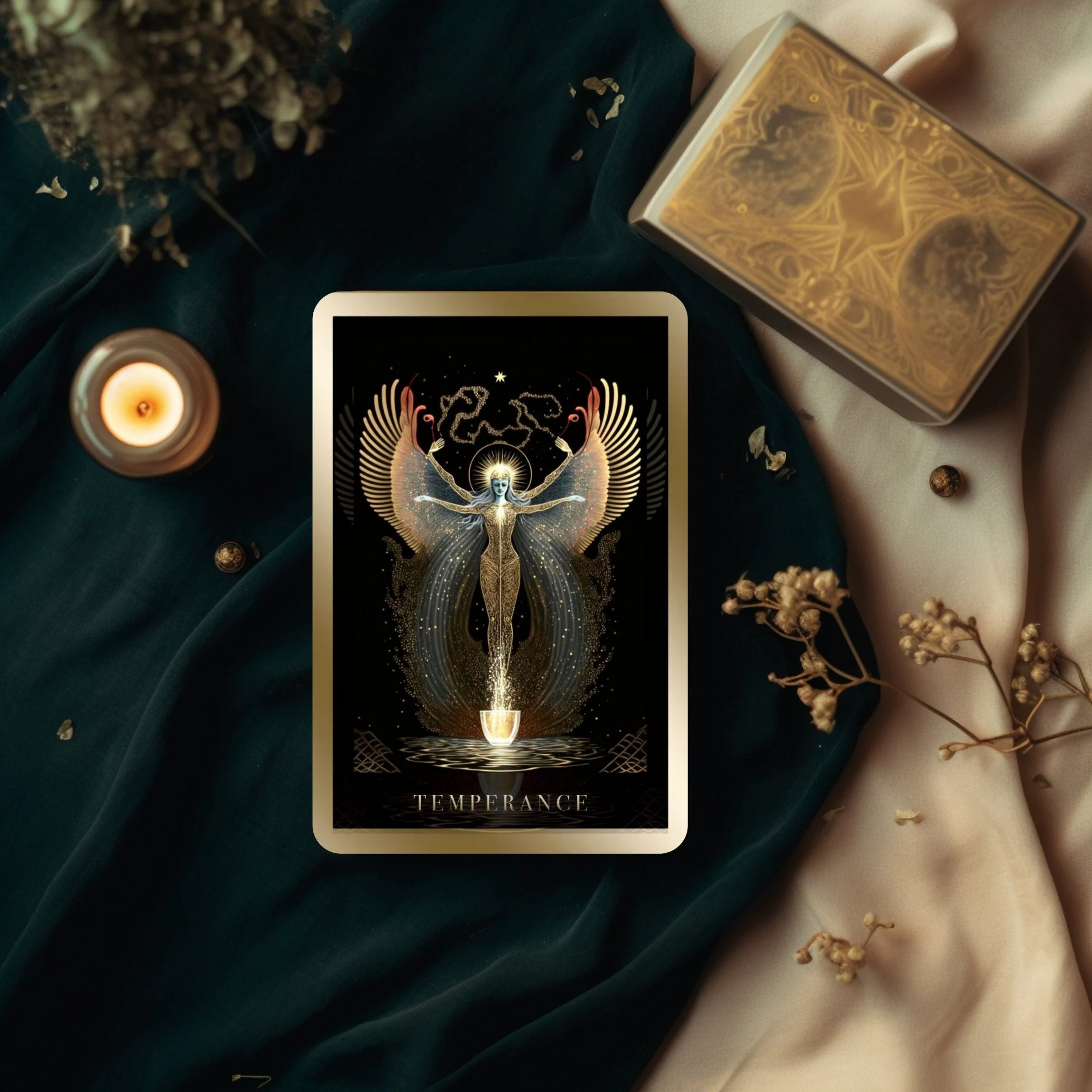 AI-Designed Tarot Deck: 78 Black & Gold Tarot Cards with Guidebook