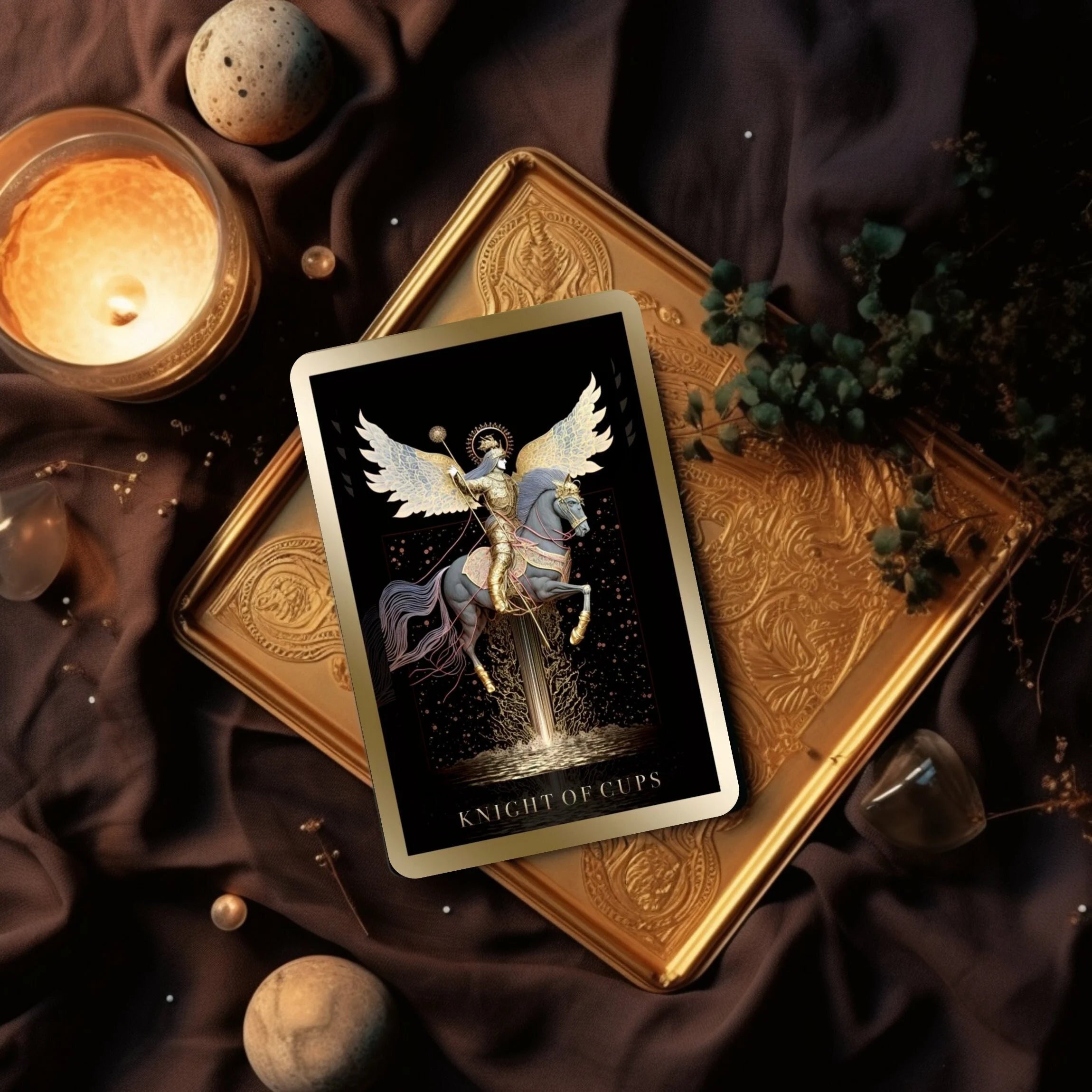 AI-Designed Tarot Deck: 78 Black & Gold Tarot Cards with Guidebook