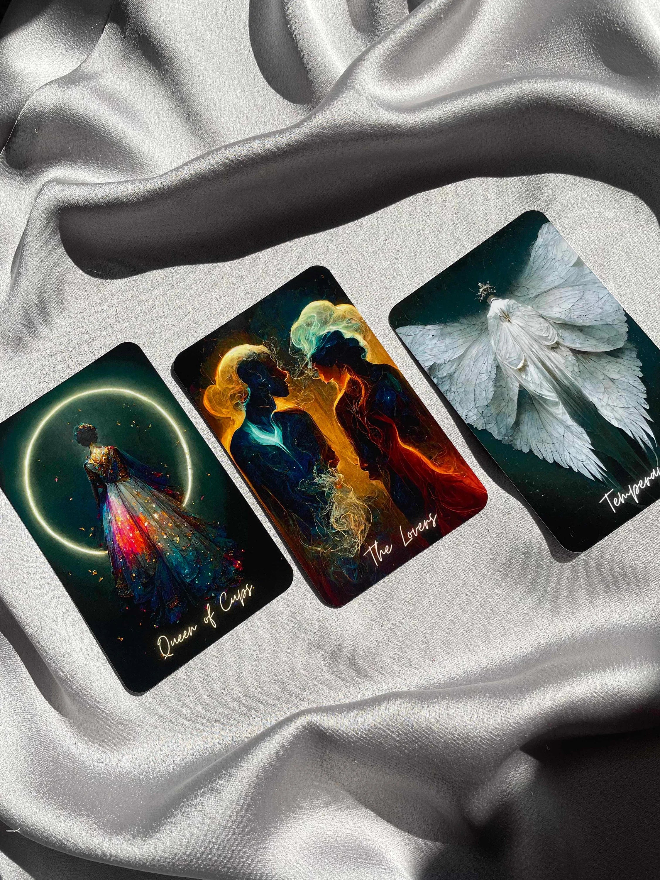 AI-Designed Tarot Deck with Guidebook, Pouch & Stone - 78 Card Deck