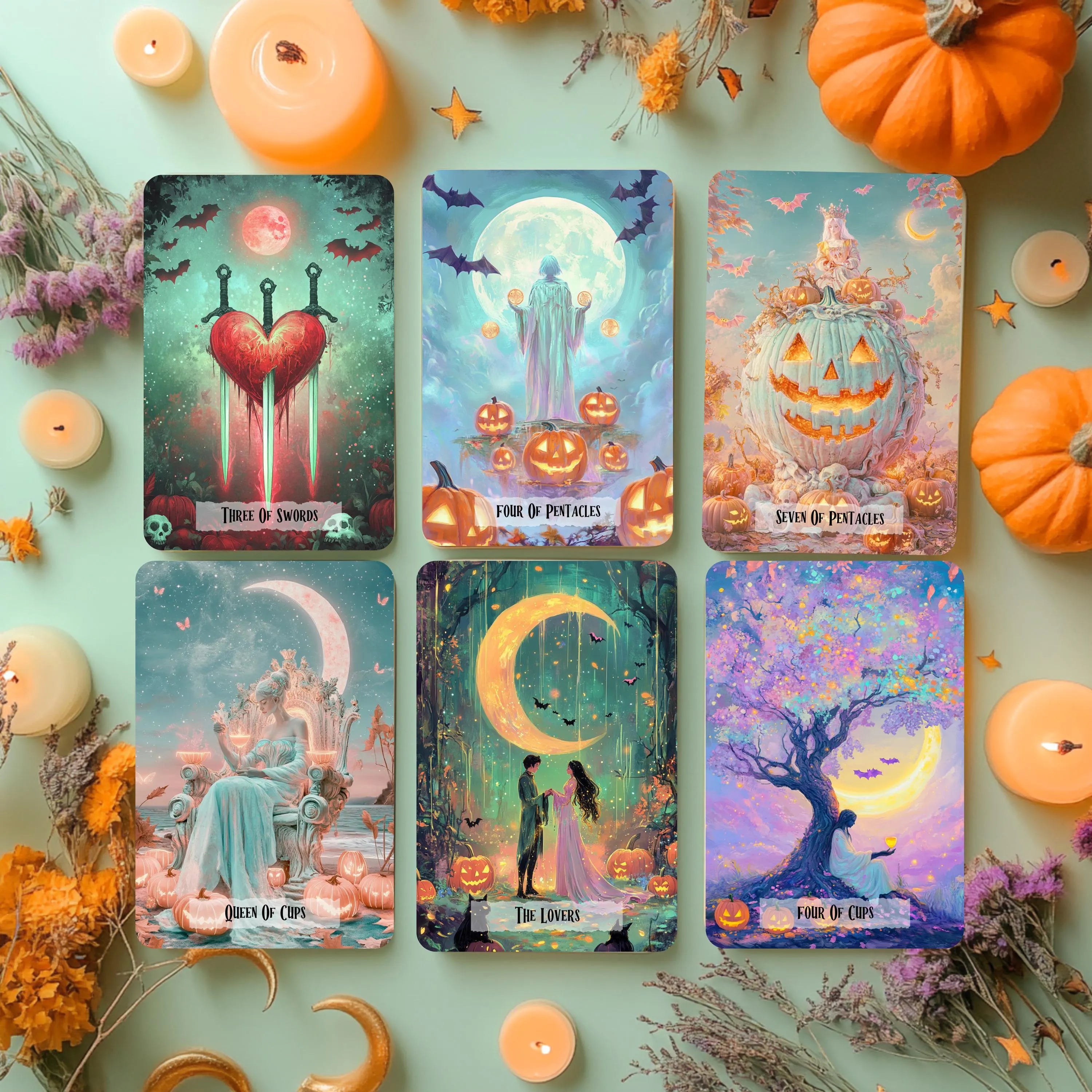 Pumpkin Glow Tarot Deck: Halloween Pastel Tarot Cards with Guidebook