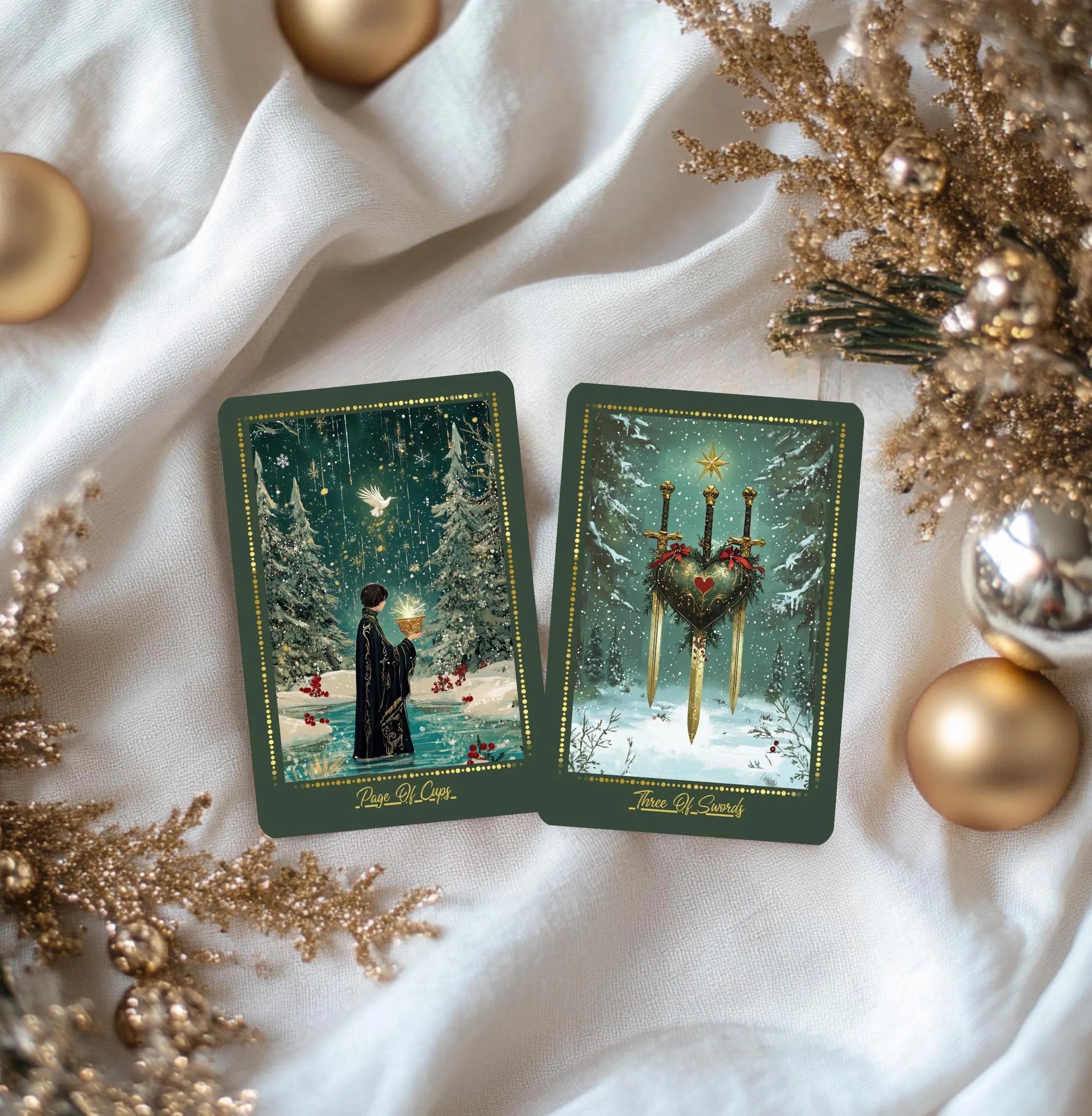 Winter Whispers Tarot Deck with Guidebook: Christmas Themed Tarot Cards