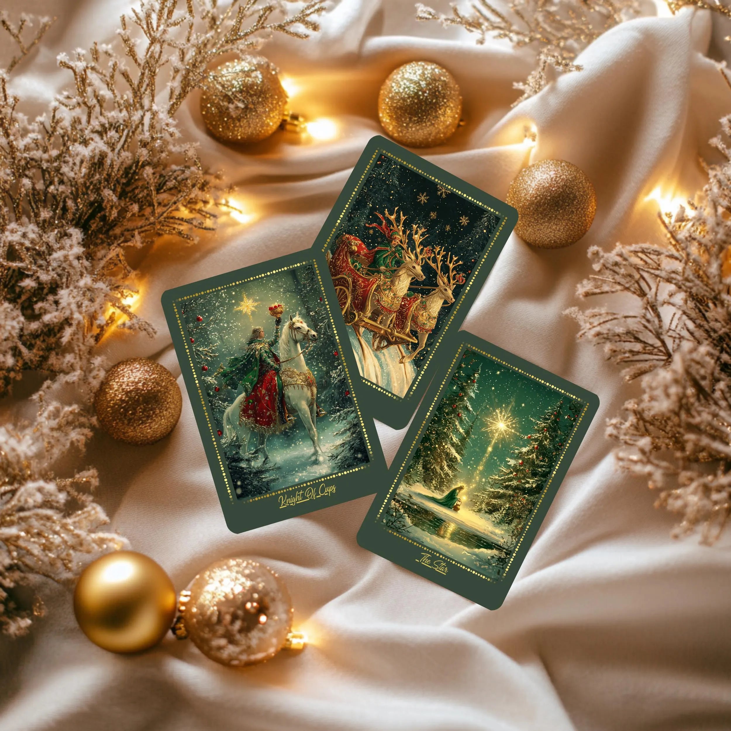 Winter Whispers Tarot Deck with Guidebook: Christmas Themed Tarot Cards