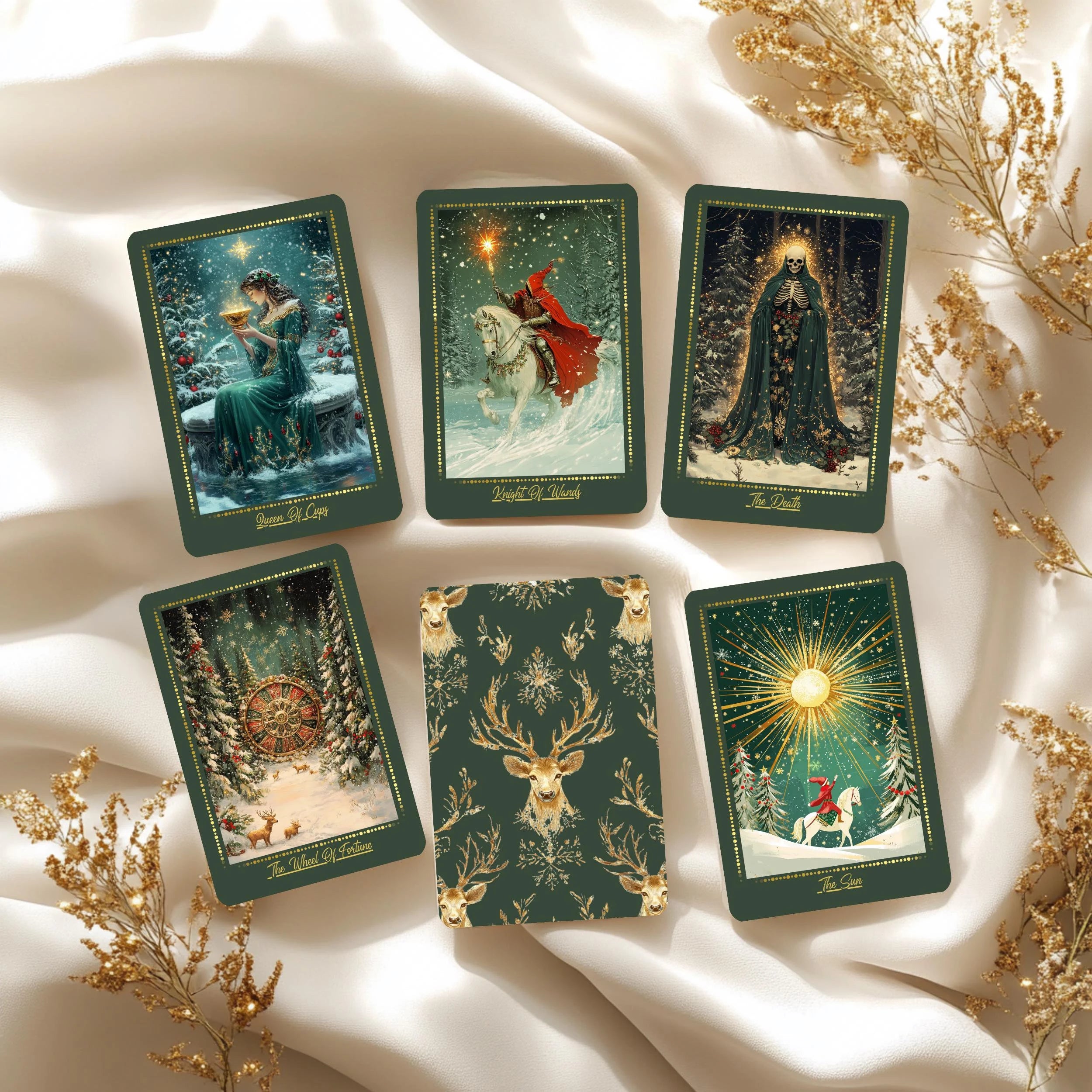 Winter Whispers Tarot Deck with Guidebook: Christmas Themed Tarot Cards