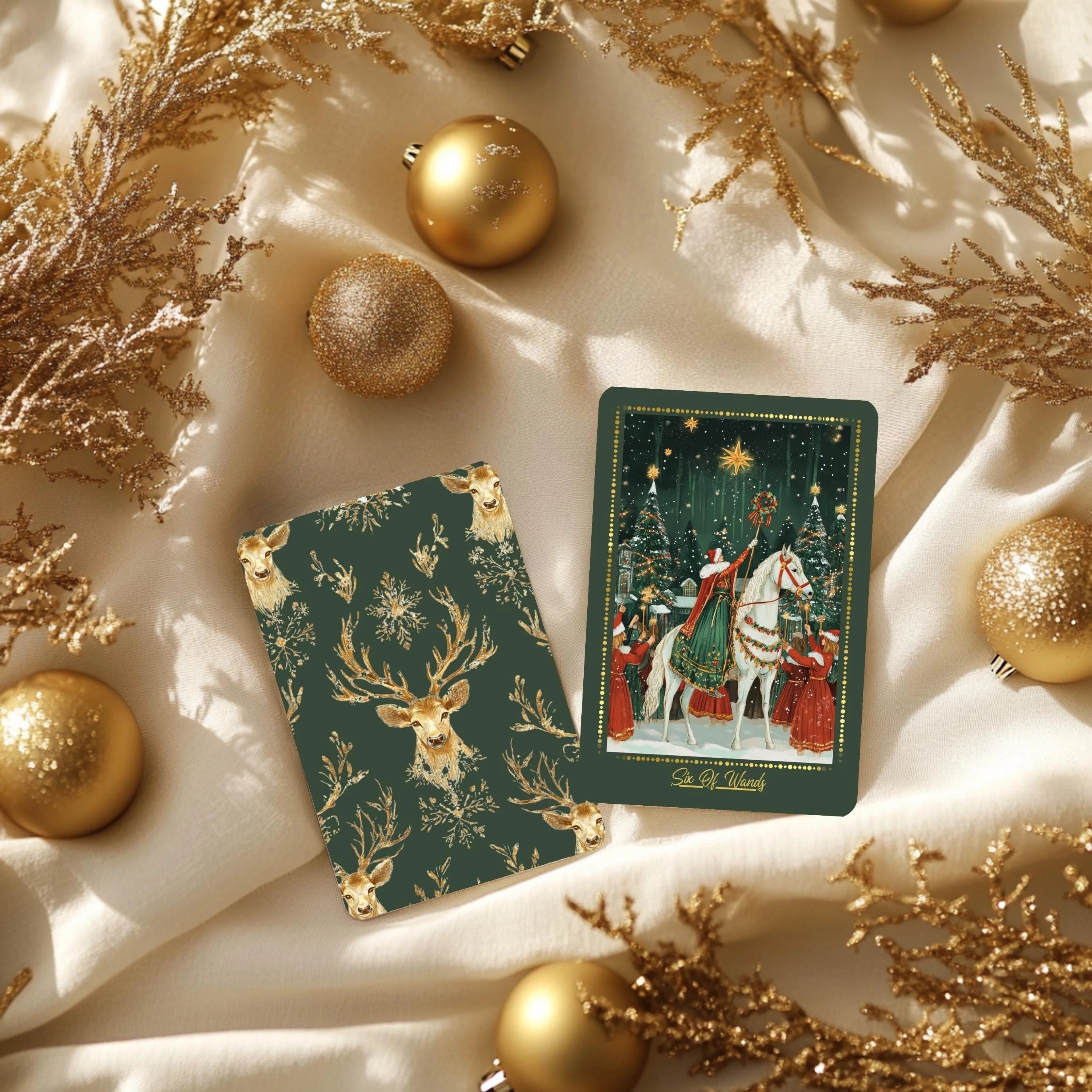 Winter Whispers Tarot Deck with Guidebook: Christmas Themed Tarot Cards