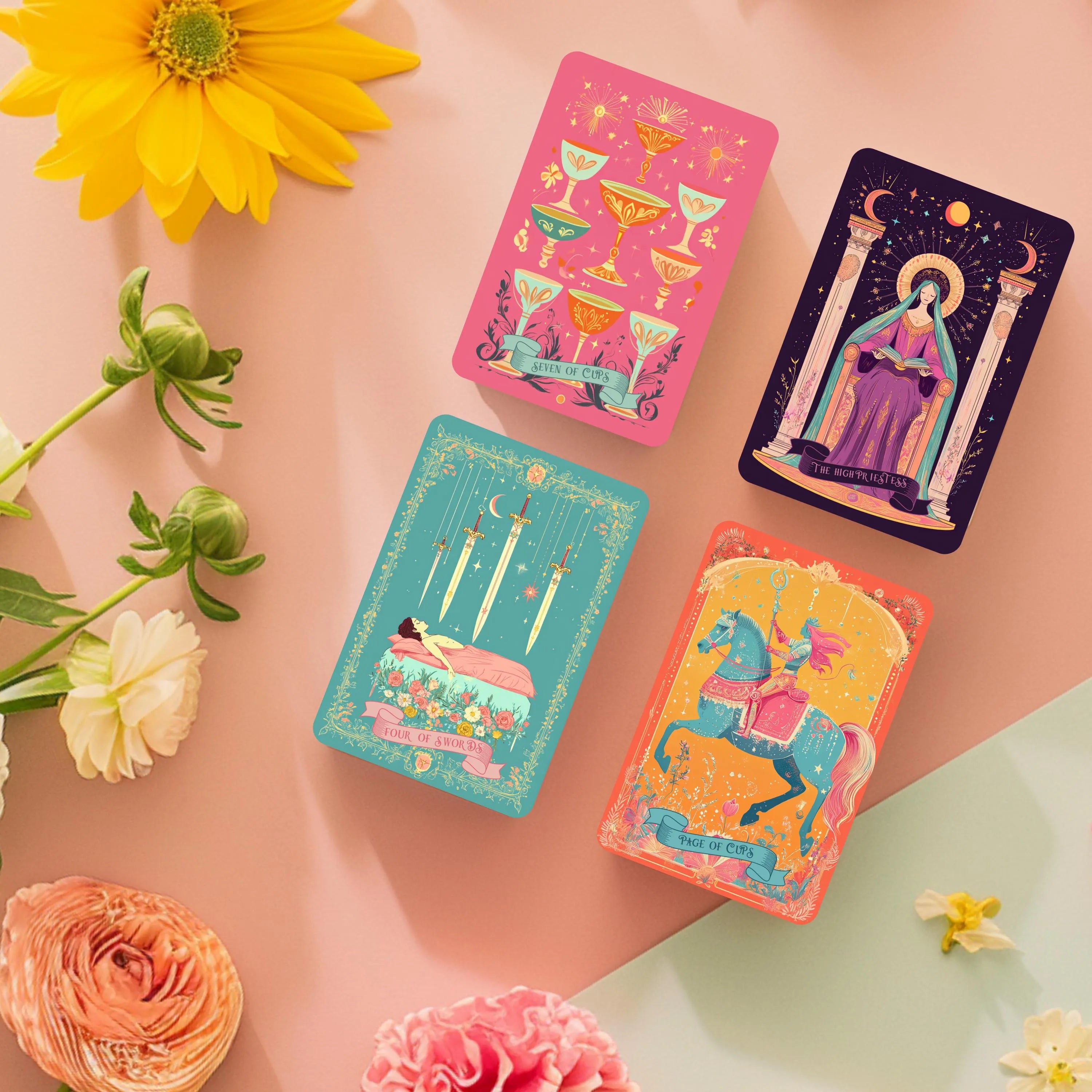 Floral Tarot Deck: 78 Cards, Guidebook & Pouch - Blooming Visions