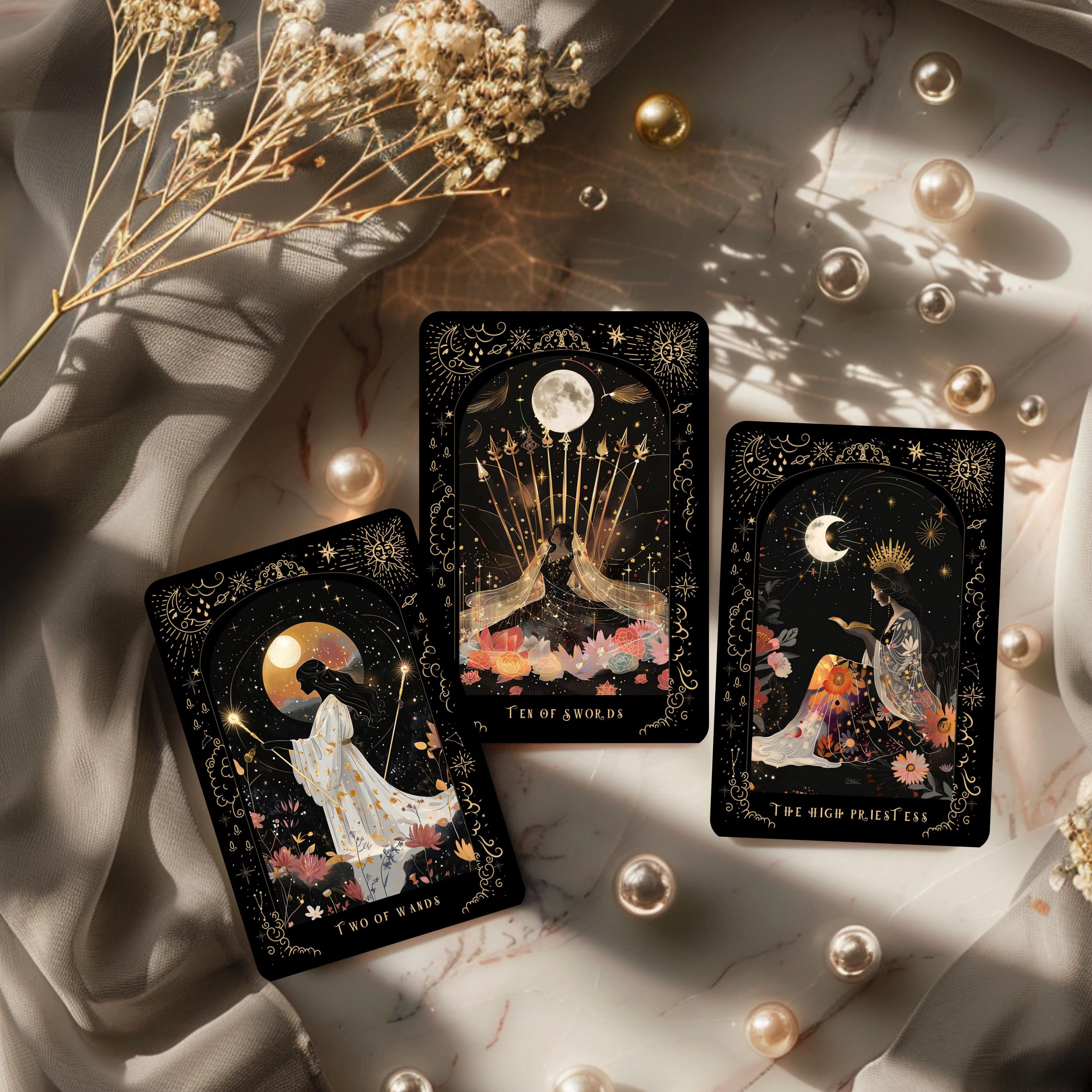 Tarot Deck, Tarot Card Deck with Guidebook, Unique Tarot Cards, Midnight Garden