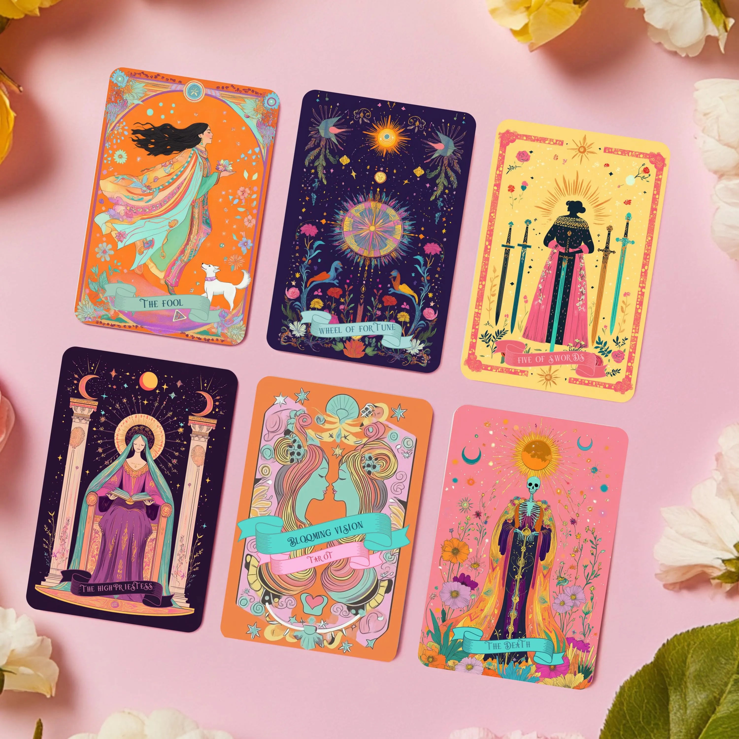 Floral Tarot Deck: 78 Cards, Guidebook & Pouch - Blooming Visions