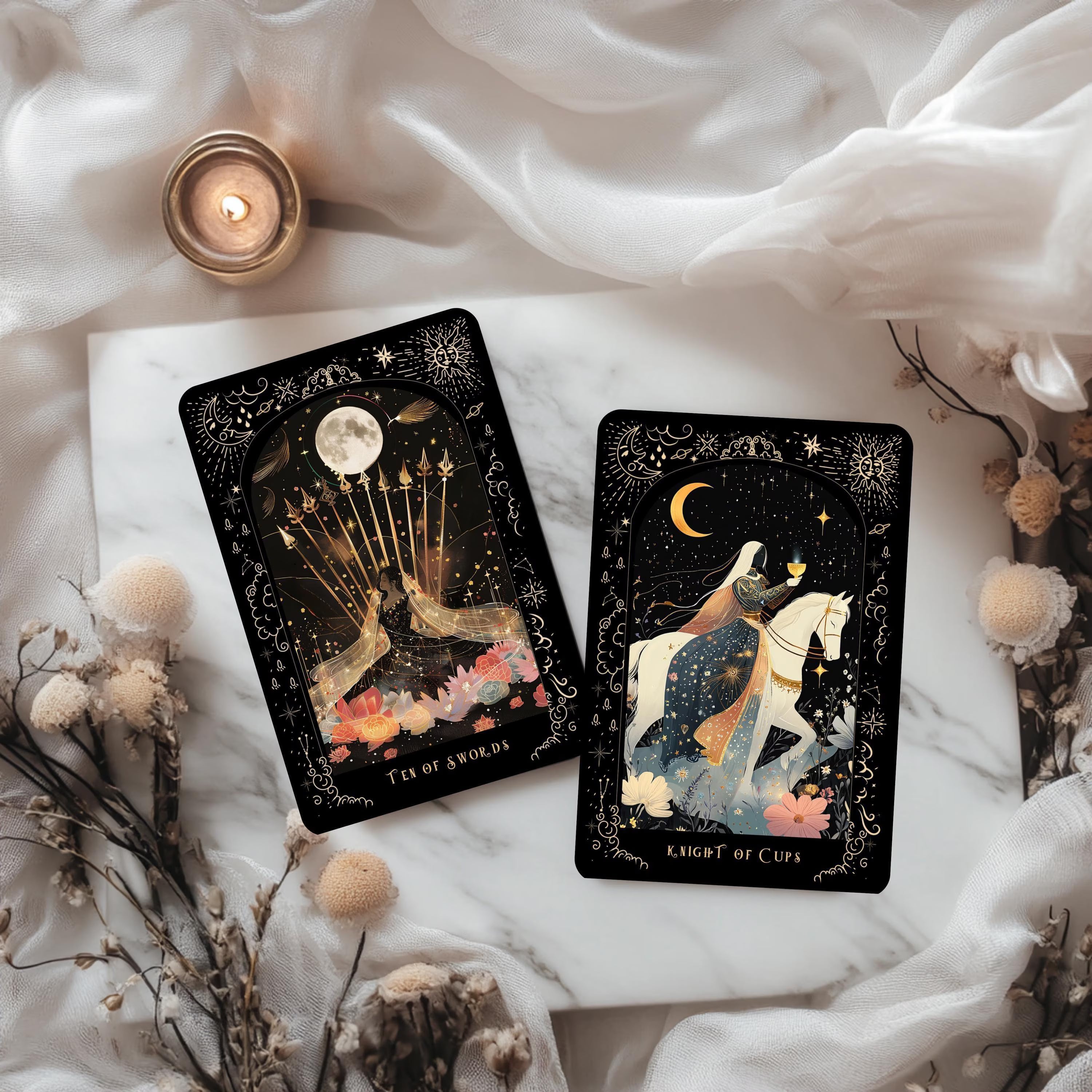 Tarot Deck, Tarot Card Deck with Guidebook, Unique Tarot Cards, Midnight Garden