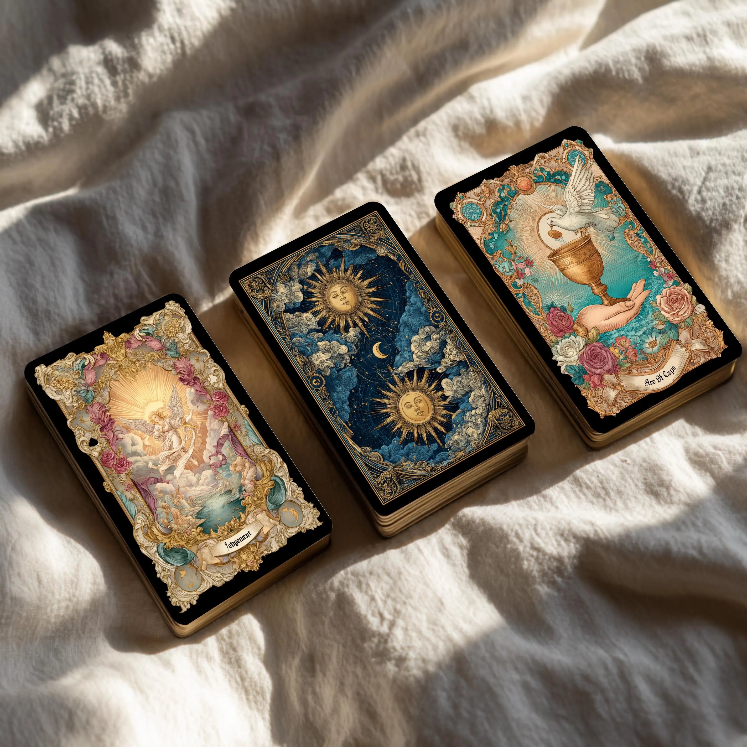 Antique Aurora Tarot Deck with Guidebook, Art Nouveau Tarot Cards