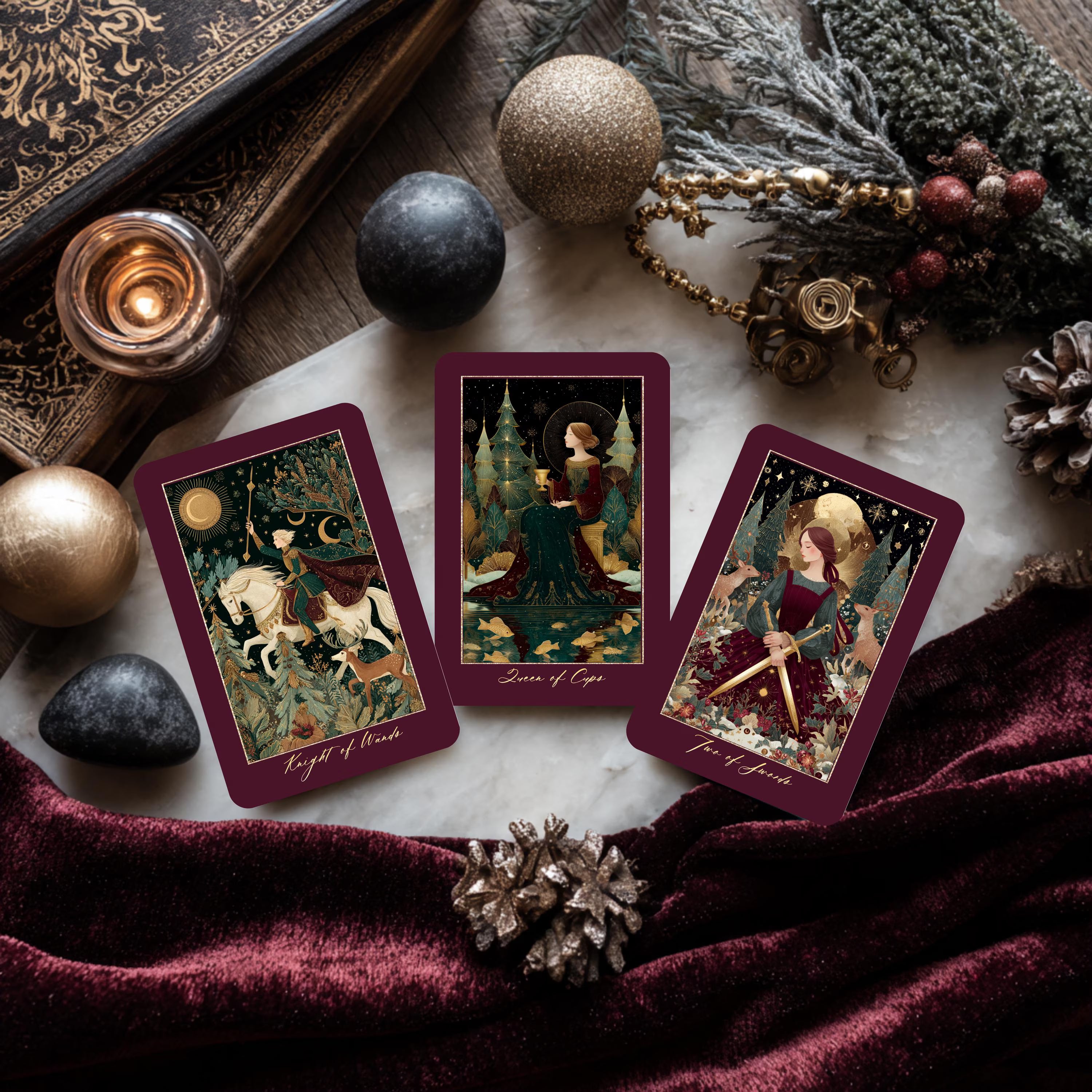Golden Eve Christmas Tarot Deck – Luxury  Tarot Cards , Dark Winter Palette