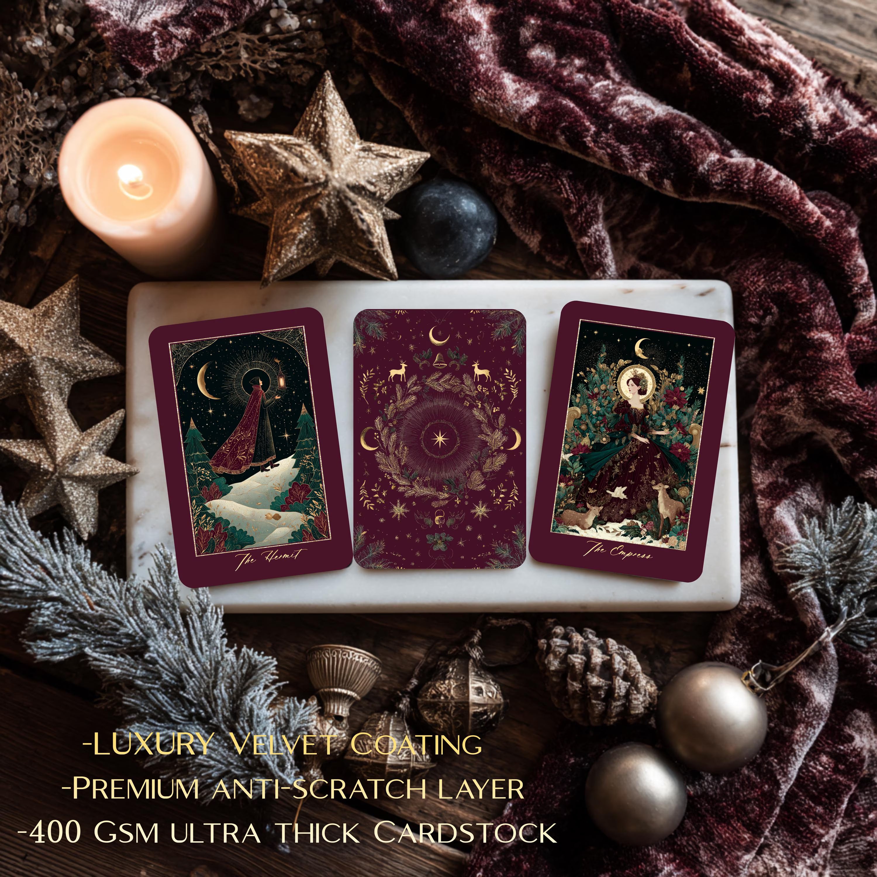 Golden Eve Christmas Tarot Deck – Luxury  Tarot Cards , Dark Winter Palette